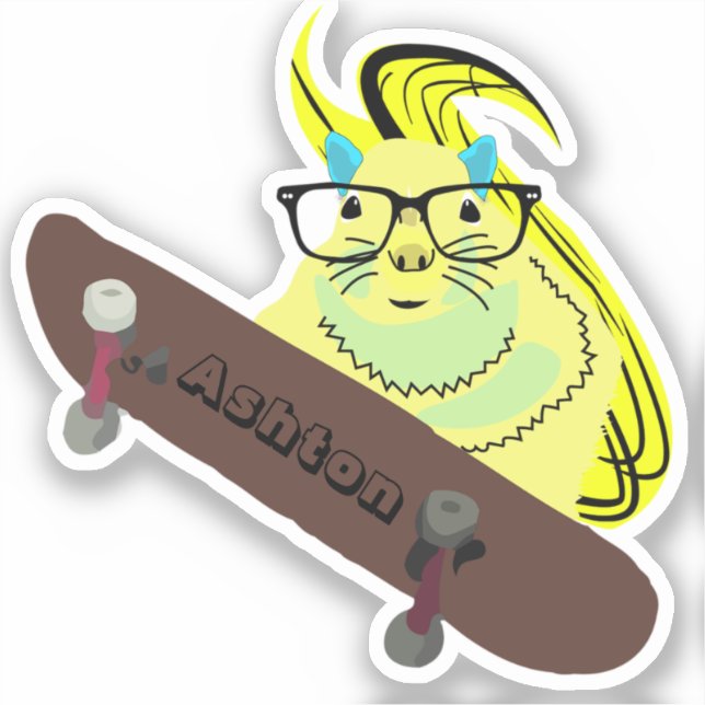 Sticker Naughty Squirrel #962 Nom personnalisé Patinage (Recto)