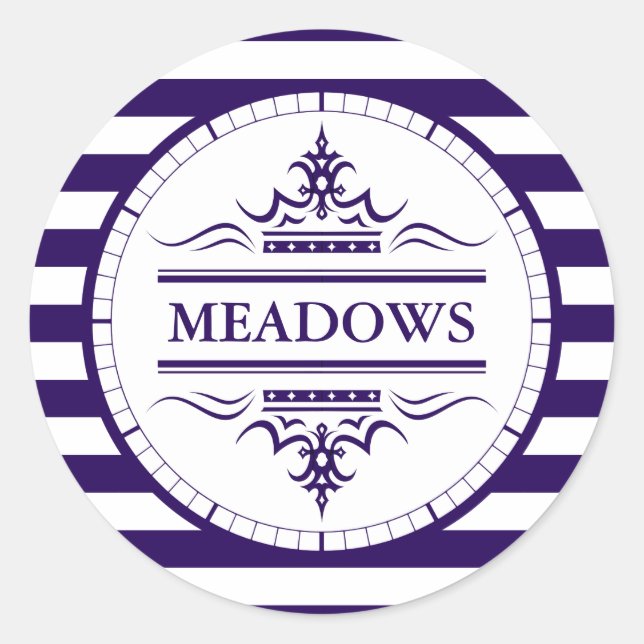 Sticker Nautique Élégant de la Marine Monogram Cla (Devant)