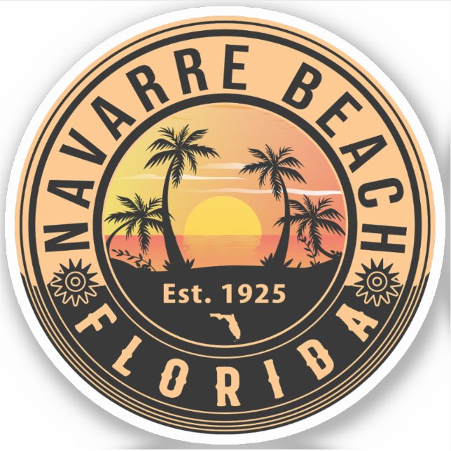 Sticker Navarre Beach Floride Retro Sunset Souvenirs (Devant)
