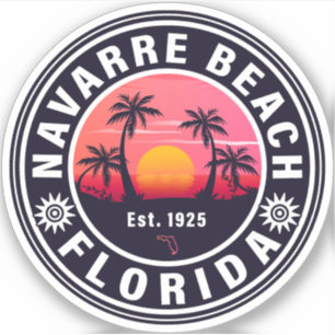 Sticker Navarre Floride Plage Retro Sunset Palmiers 60s