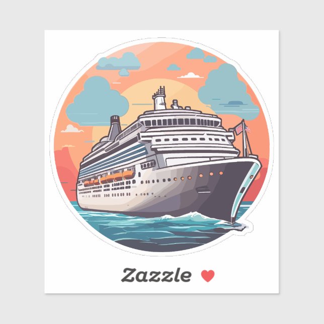 Sticker Navire de croisière coloré (Feuille)