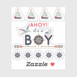 Sticker Navire nautique Ahoy Baby Boy Scrapbook