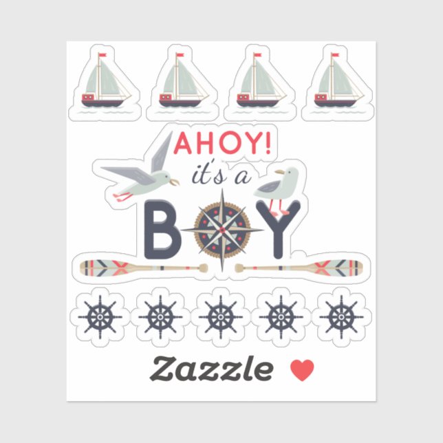 Sticker Navire nautique Ahoy Baby Boy Scrapbook (Feuille)
