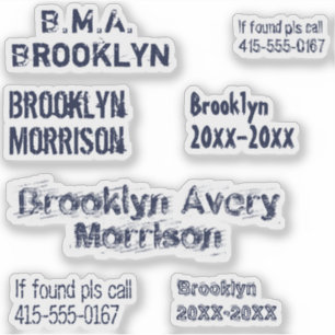 Sticker Navy Blue 7 Custom Textes Nom Cool Decal School