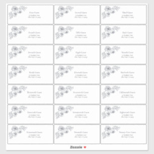 Sticker Navy Blue Floral Line Art Adresse de l'invité