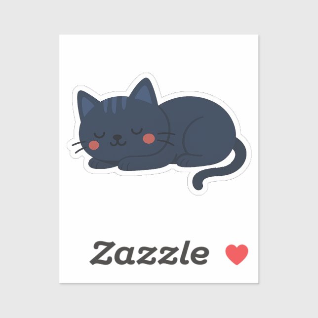 Sticker Navy Blue Sleeping Cat – Cute Nighttime Kitty (Feuille)