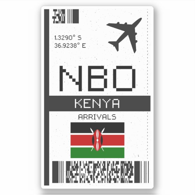 Sticker NBO Kenya Boarding Pass - Africa Travel (Devant)