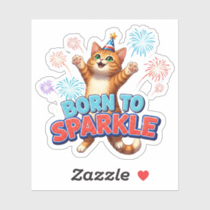 Sticker Né à Sparkle - Chat patriotique