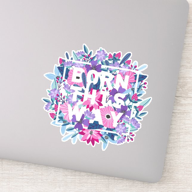 Sticker Né Ainsi Floral Bi Pride (Détail)