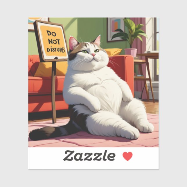 Sticker Ne pas déranger le gros chat amusant (Feuille)