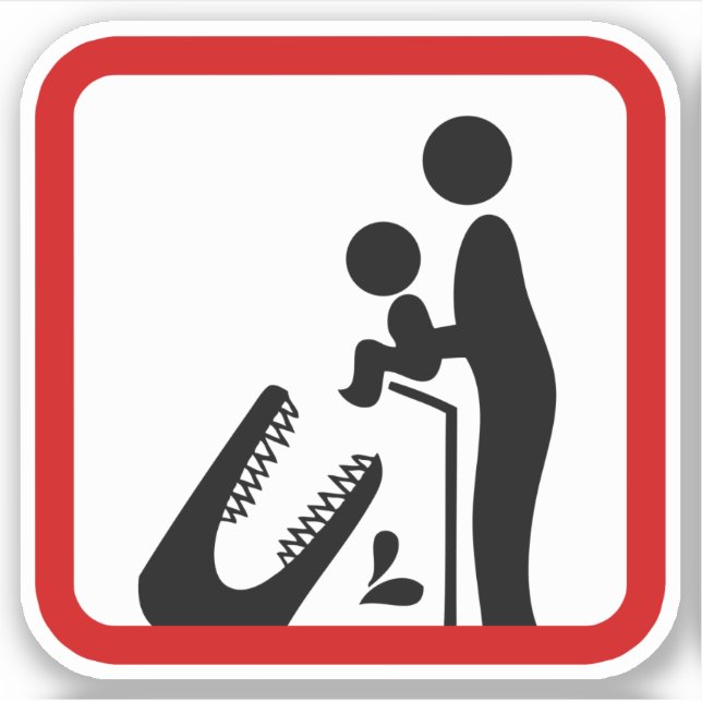 Sticker Ne pas nourrir le bébé au Zoo du Crocodile (Devant)