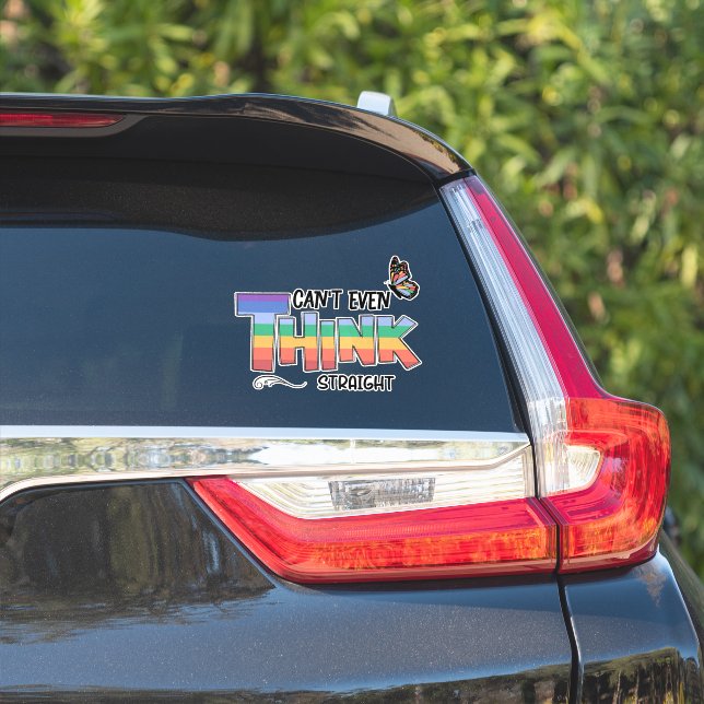 Sticker Ne peut même pas penser droit (Côté voiture)