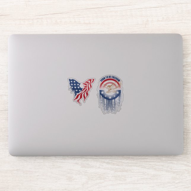 Sticker Né pour la liberté | 4"x 4"- transparent brillant (Ordinateur)