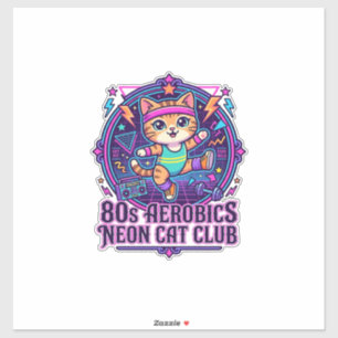 Sticker Néon de chat aérobic des années 80 - Conception dr