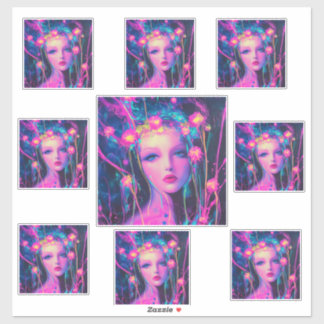 Sticker Neon, déesse Alien