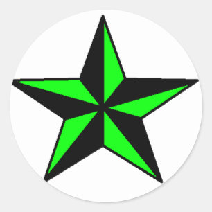 Sticker Neon Green Nautical Star Round