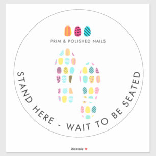 Sticker Neon Rose Turquoise Nail Salon Attendez Ici Sticke