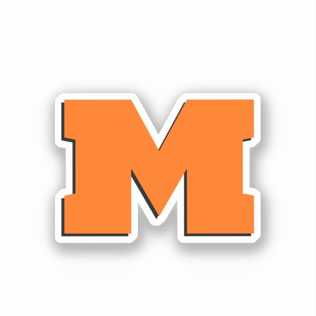 Sticker Neon Sunset Orange et blanc 3D Big Modern Initial (Recto)