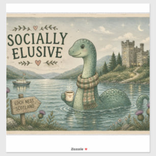 Sticker Nessie insaisissable socialement Cryptide cosy Loc