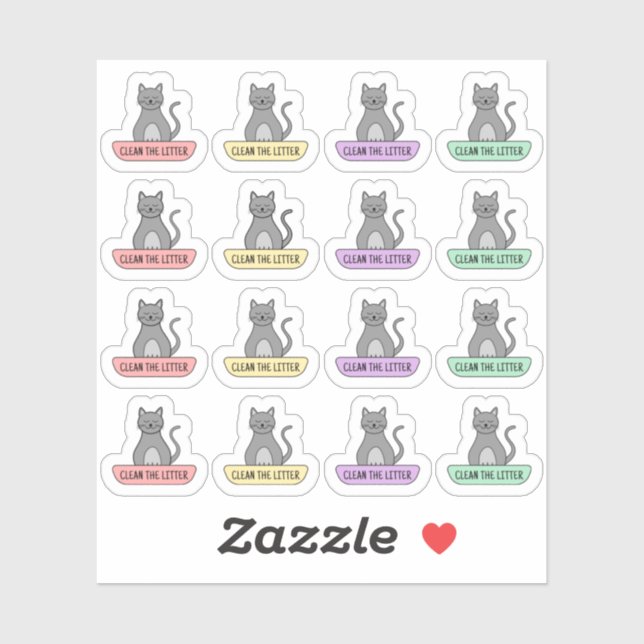 Sticker Nettoyer Boîte à litière Rappel pour animaux de co (Feuille)