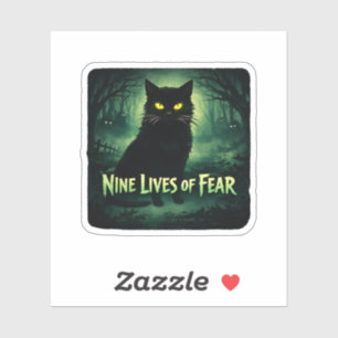 Sticker Neuf vies de peur - Chat noir