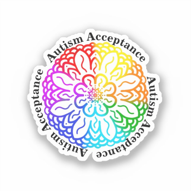 Sticker Neurodiversité Autisme Acceptation Arc-en-ciel (Recto)
