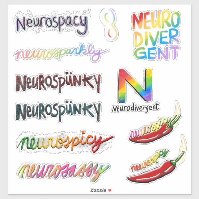 Sticker Neurospunky et amis - un pack d'autocollants ND (Feuille)
