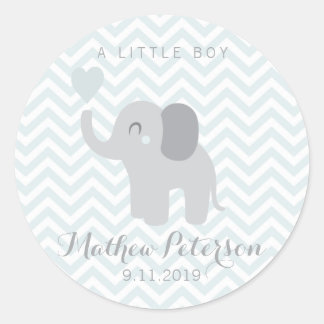 Sticker Newborn Announcement Boy Elephant Chevron