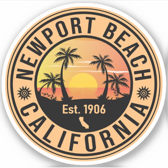 Sticker Newport Beach California Vintage Souvenirs (Devant)