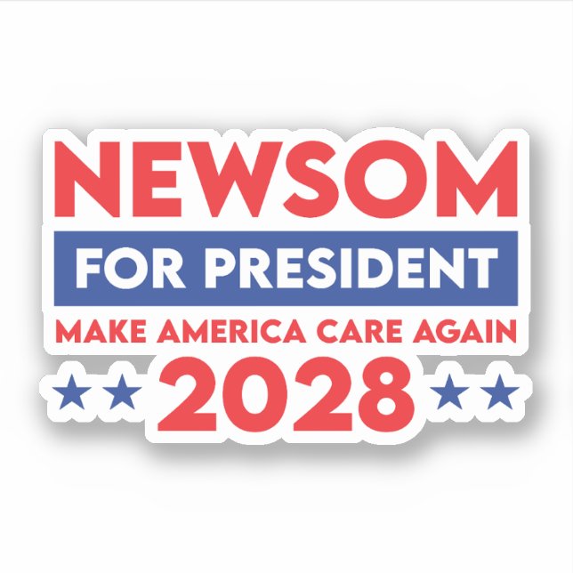 Sticker Newsom pour le président Rendre America Care 2028 (Devant)