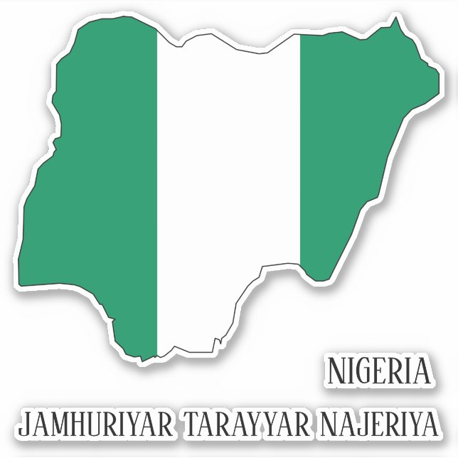 Sticker Nigeria Drapeau Charme Carte Patriotique (Devant)