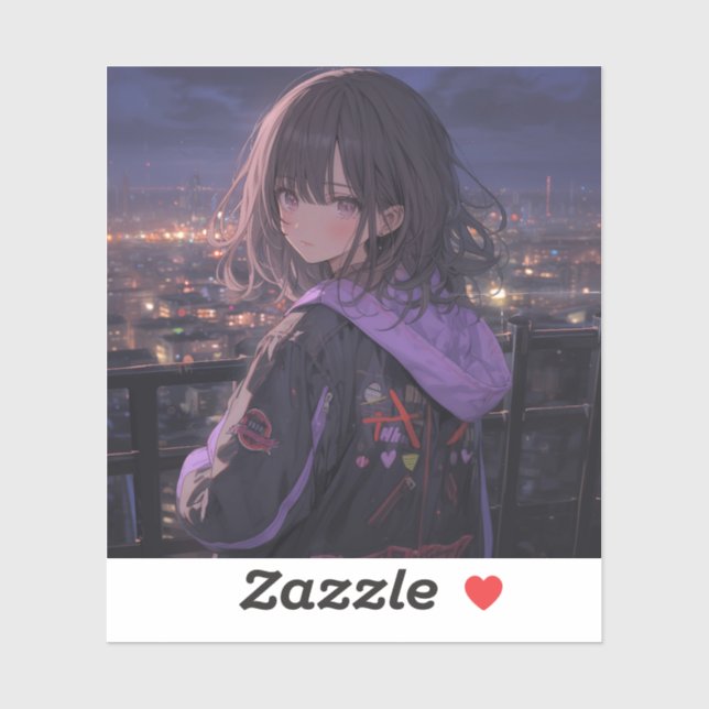 Sticker Night view | 東京娘 GenerartiveAI シール (Feuille)