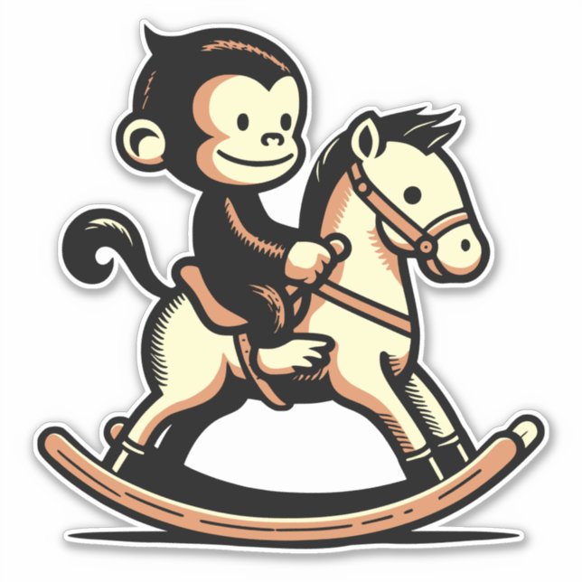Sticker N'Importe Quel Singe Couleur Sur Cheval À Rocher (Devant)