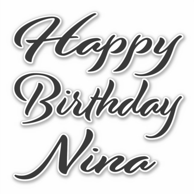 Sticker Nina Nom Prénom Anniversaire de la Broderie noire (Devant)