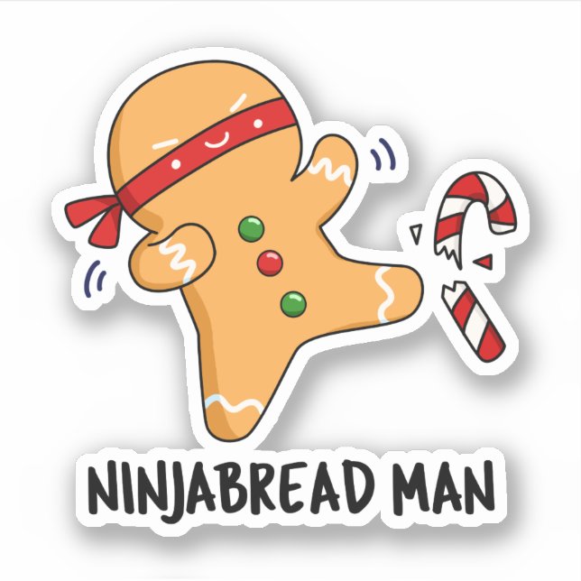 Sticker Ninjabread Man Funny Gingerbread Pun (Devant)