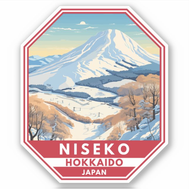 Sticker Niseko Hokkaido Japon Hiver Art Vintage (Devant)