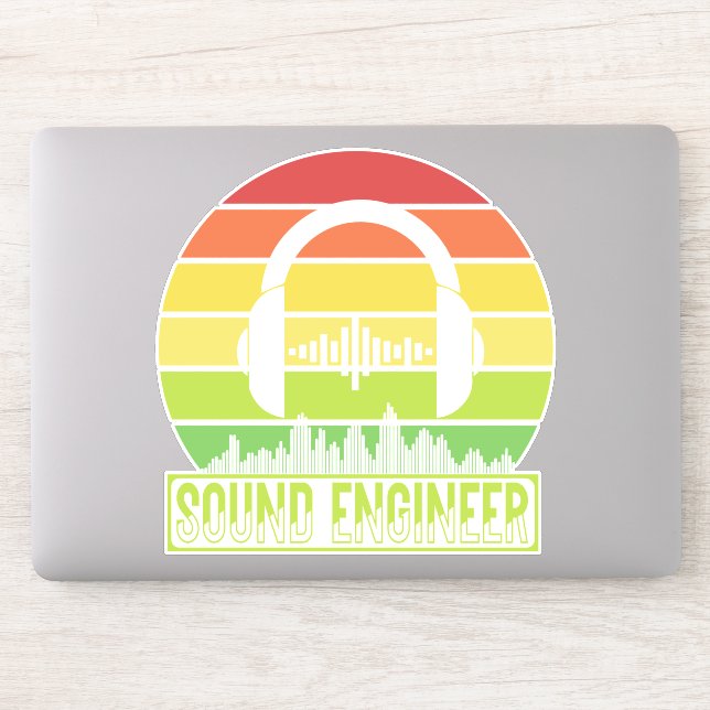 Sticker Niveau d'écouteurs rétro-sunset (Ordinateur)