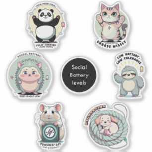 Sticker Niveaux de Batterie Sociale Feuille   Humour d'Int
