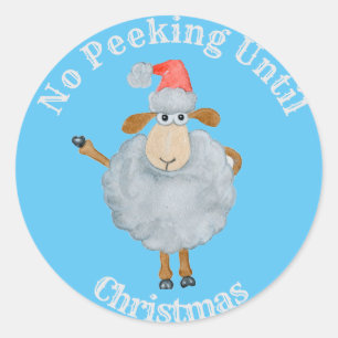 Sticker No Peeking Until Christmas Christmas Sheep