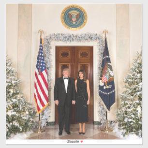 Sticker Noël à la Maison Blanche Donald Trump & Melania