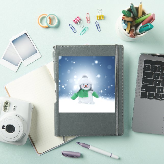Sticker Noël bonhomme de neige SlipperyJoe foulard vert m (Couverture iPad)