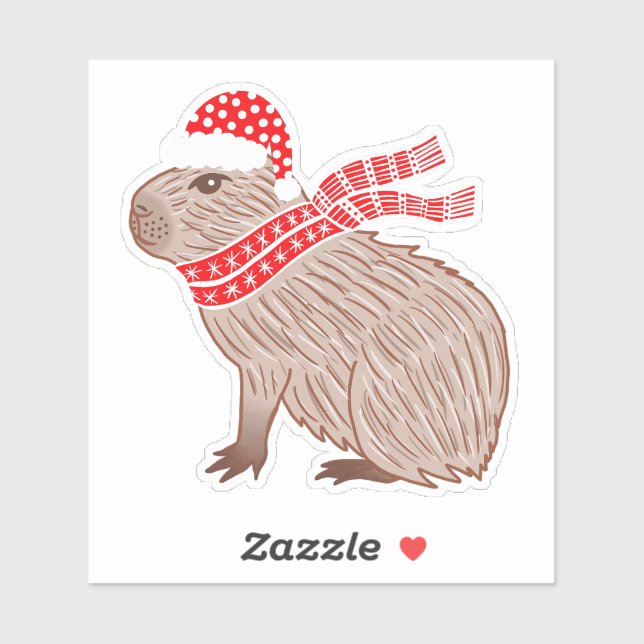 Sticker Noël Capybara Funny Amoureux des animaux (Feuille)