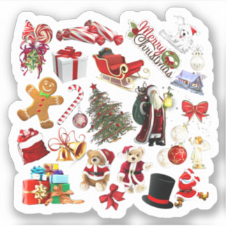 Sticker Noël Collage de vacances Cheval cadeau