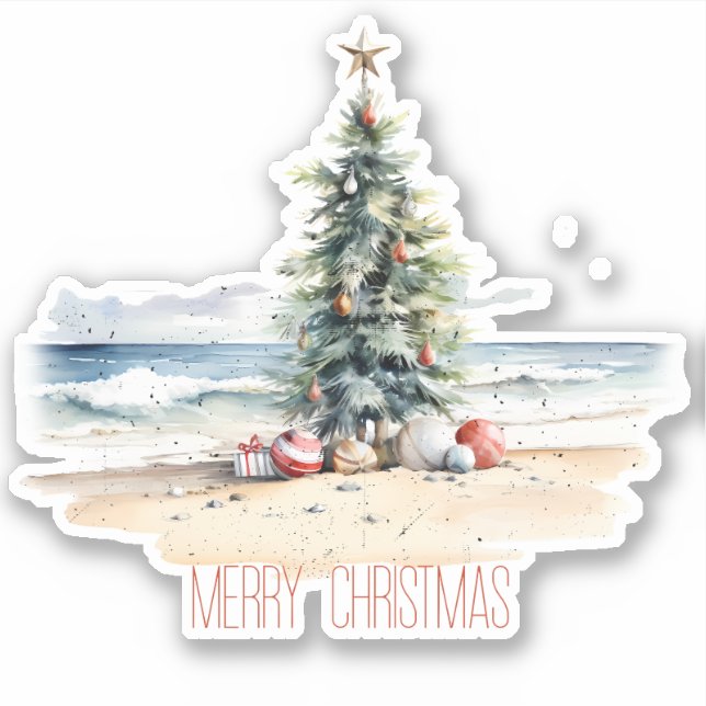 Sticker Noël côtier sur la plage (Devant)