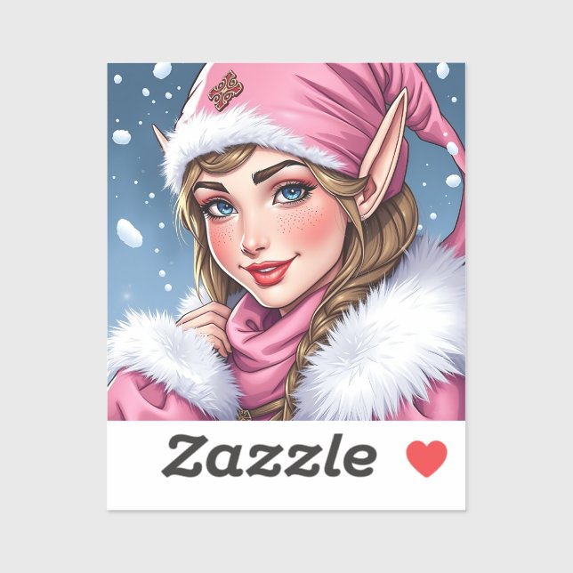 Sticker Noël des elfes roses (Feuille)