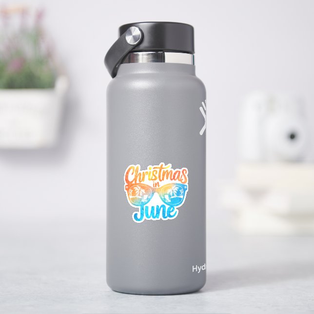 Sticker Noël En Juin Lunettes de soleil Drôle été Vacances (HydroFlask)