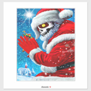Sticker Noël gothique Santa Claus Squelette monstre Art