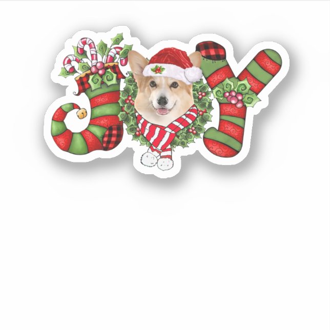 Sticker Noël Joy Nwarf Stocking Corgi (Devant)