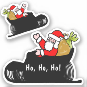 Sticker Noël père Noël Et Sleigh