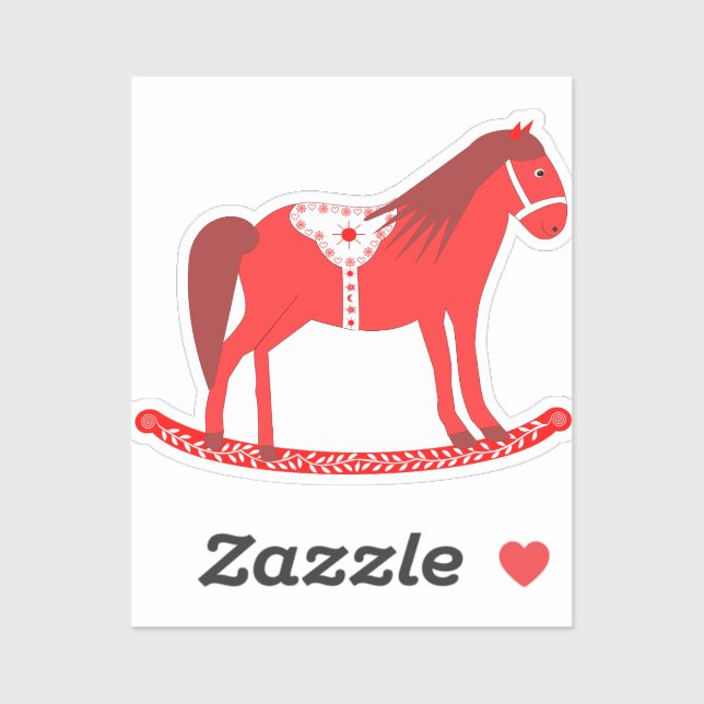 Sticker Noël scandinave Cheval Rocking (Feuille)